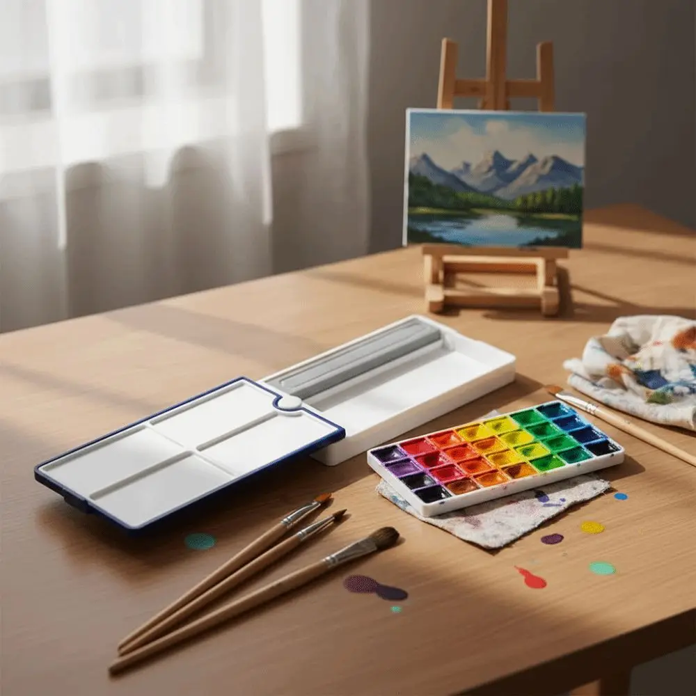 360도 회전 가능한 수채화 팔레트 분리형 빈 수채화 포장 상자 28칸 휴대용 페인트 상자