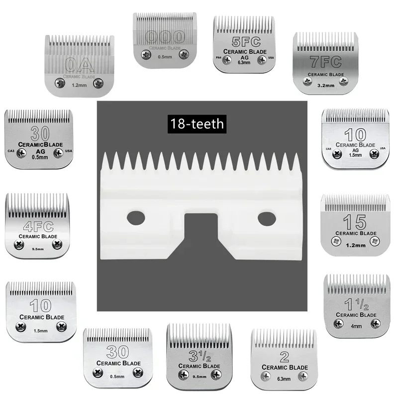 18 Teeth Cutter Coarse Ceramic Blade For Andis,Oster A5,Fast Feed,Walh KM Series Pet Clipper Detachable blade (except 40&40S) hair trimmer pet clipper dog hair trimmer pet hair trimmer dog clipper dog clipper blades clipper replacement parts