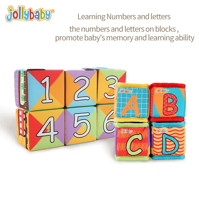 Jollybaby Cartoon Puzzle Blocks Fabric Soft Education 6 Pcs Gift Set Toy for Newborn Babies Brain Enlightenment Number Counting 2