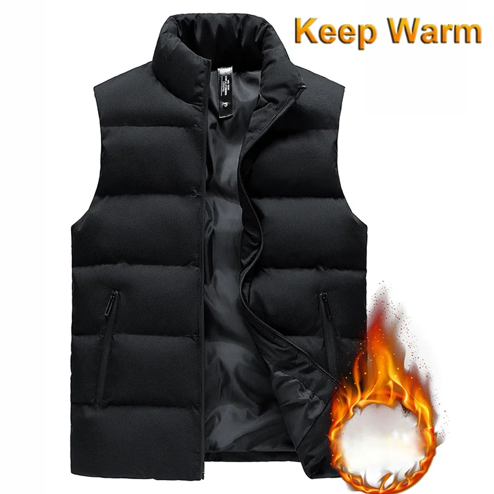 Men Warm Thicken Jacket Waistcoat Autumn Winter Windproof Warm Vest Coat Male Sleeveless Jackets Waistcoat Fashion Outdoor Coat