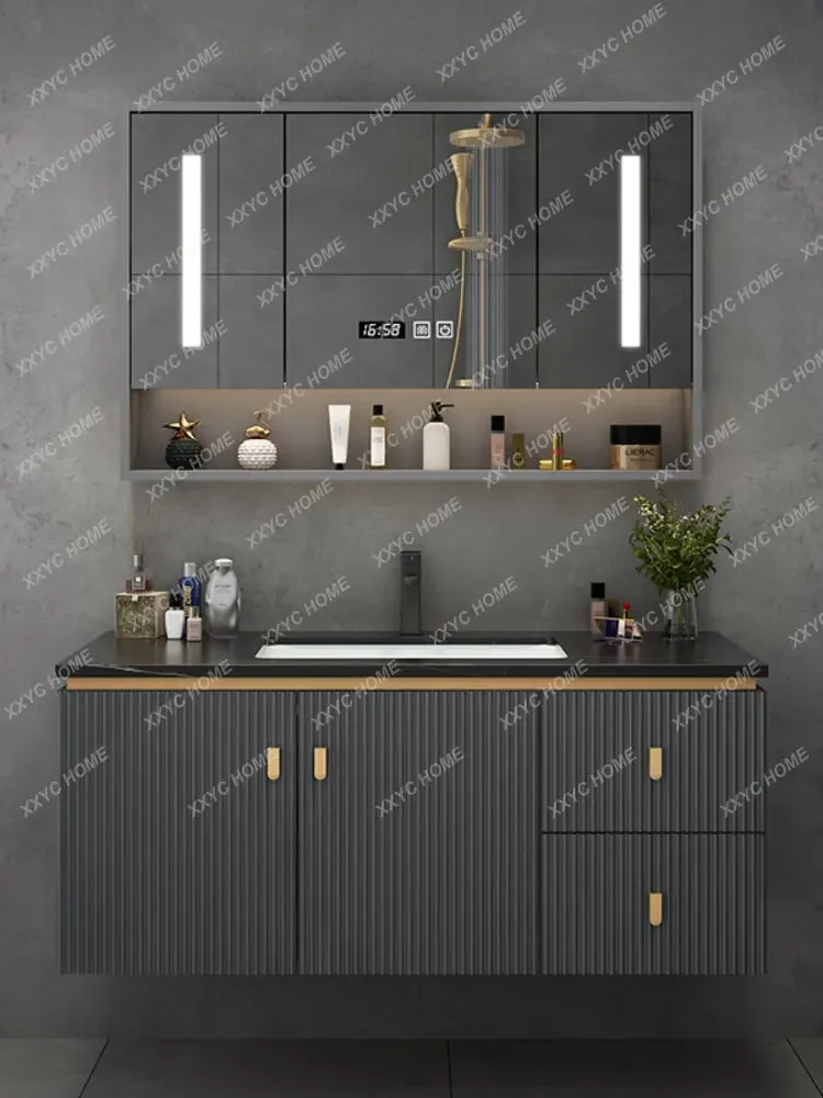 Light Luxury Bathroom Table Wash Face Wash Basin Cabinet Combination Smart Bathroom Mirror Cabinet