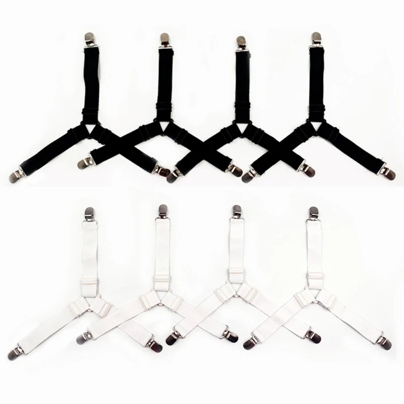 

4Pcs/set Elastic Bed Sheet Grippers Belt Fastener Bed Sheet Clips Mattress Cover Blankets Holder Home Textiles Organize Gadgets