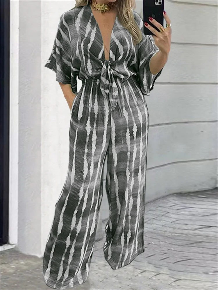 Wmstar Plus Size Women's Jumpsuits Summer One Piece Outfits Printed Holiday New Long Playsuits Overalls Wholesale Dropshipping