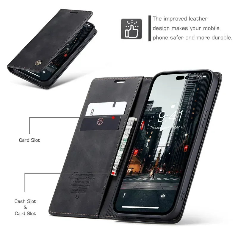 Premium Magnetic Flip Leather Wallet Case with Card Holder