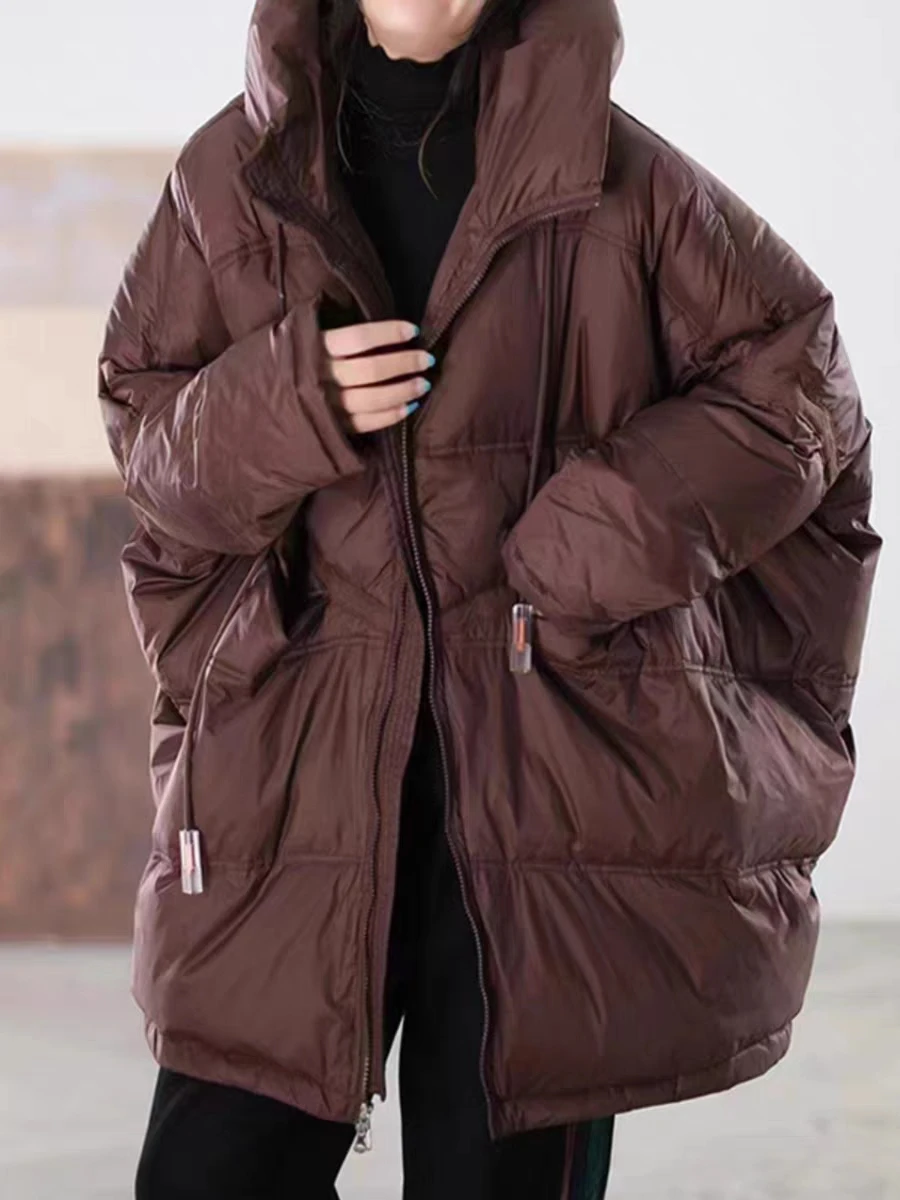 High End Down Jacket, Women's Top Brand,  New Large Size, Plump, Slim, Lightweight, Medium Length White Duck Down Jacket,