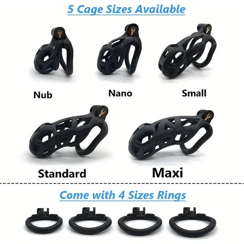 New Color Male Penis Lock Chastity Cage with Lock and 4 Rings Resin Virginity for Men Breathable Cock Ring Penis Fetish Restrain penis chastity cage chastity lock sex toy