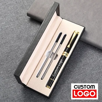 Confezione regalo Penne a sfera in metallo di lusso Scuola Affari Ufficio Firma Penna a rullo LOGO personalizzato Cancelleria per studenti