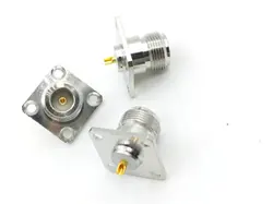 Conector de montaje en panel de brida de 4 orificios hembra N de cobre, 20-50 piezas, con adaptador RF de copa de soldadura