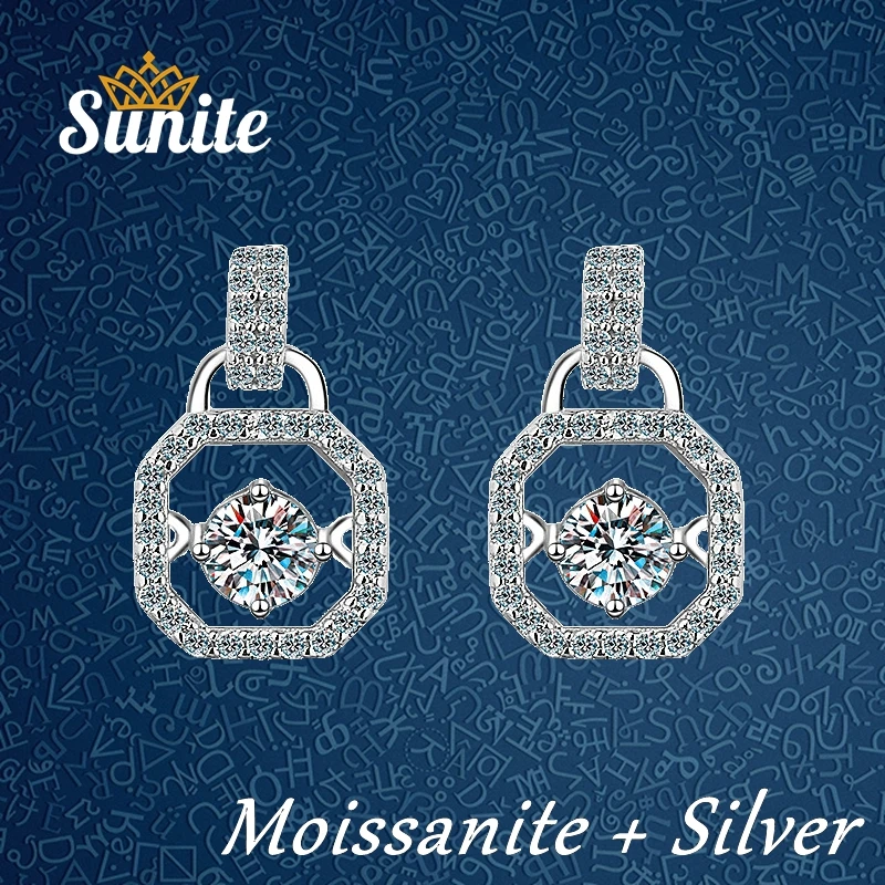 

Sunite 1.0ct Moissanite Diamond Square Stud Earrings For Women Girls 925 Sterling Silver Fine Jewelry Party Gift Freeshipping