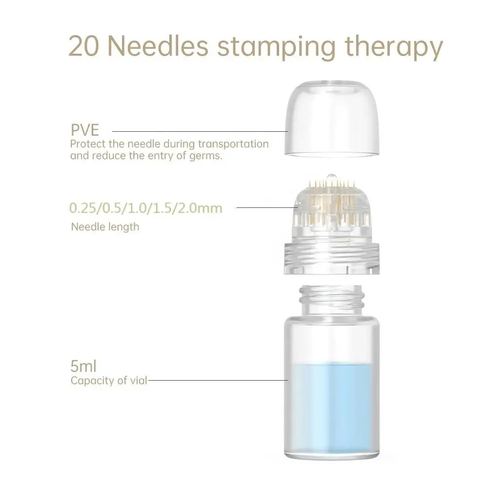 Hydra Needle 20 Pins Micro titanium need tips Derma needles skin care Anti aging whitening bottle roller serum reusable