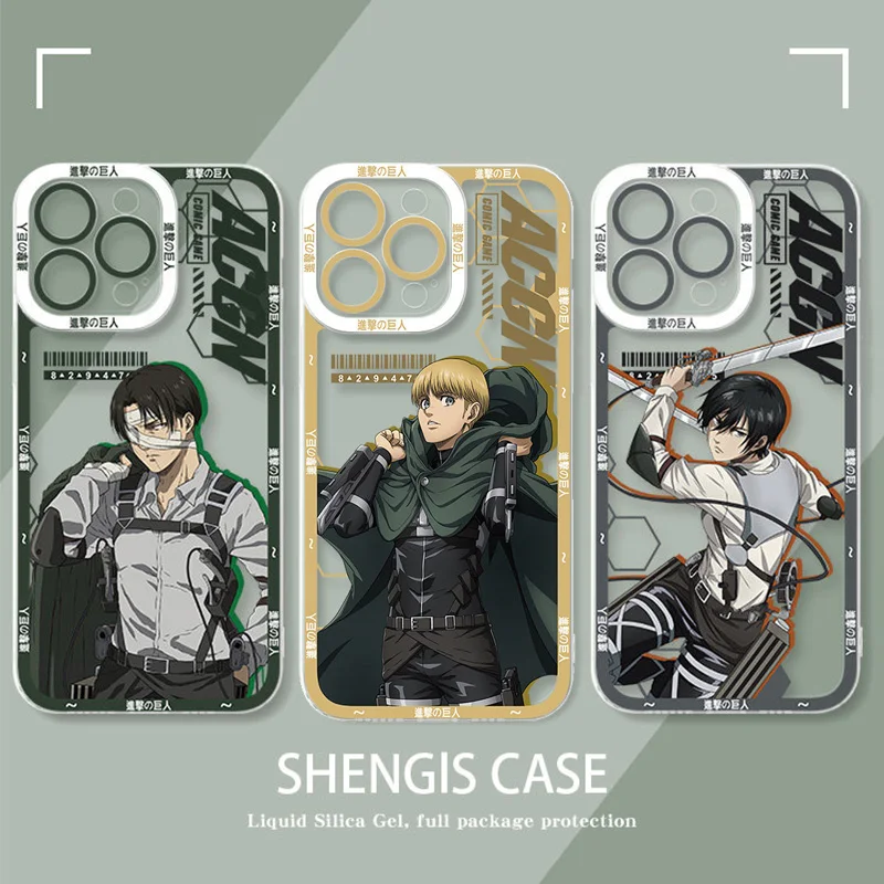 Anime Attack on Titan Mikasa & Levi Ackerman Clear Phone Case Cover