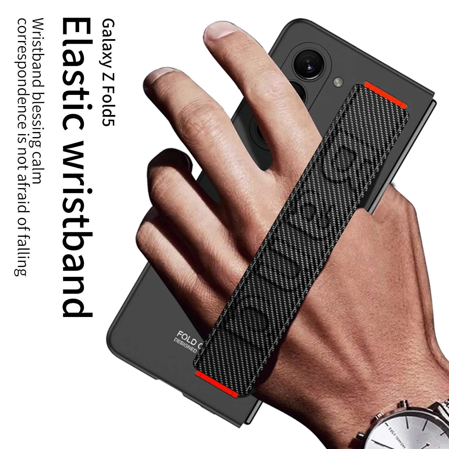 For Samsung Galaxy Z Fold 5 Case Ultra Thin Matte Wrist Strap With Tempered Film Folding All Inclusive Shockproof Hard Back Case
