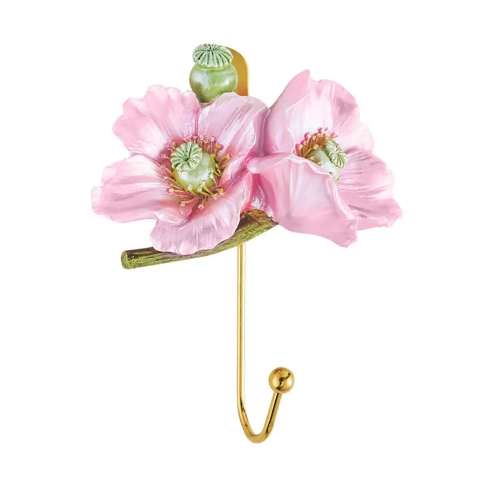 Clothes Hook Wall-mounted Non-slip Towel Hanger Resin Creative Rose Flower Design Key Hook For Hallway 4