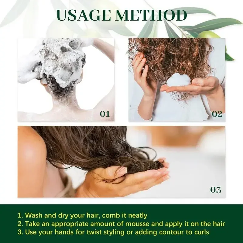 Olive Oil Hair Styling Mousse Curly Hair Styling Moisturizing Protection Curl Long-lasting Anti-frizz Mousse Cream