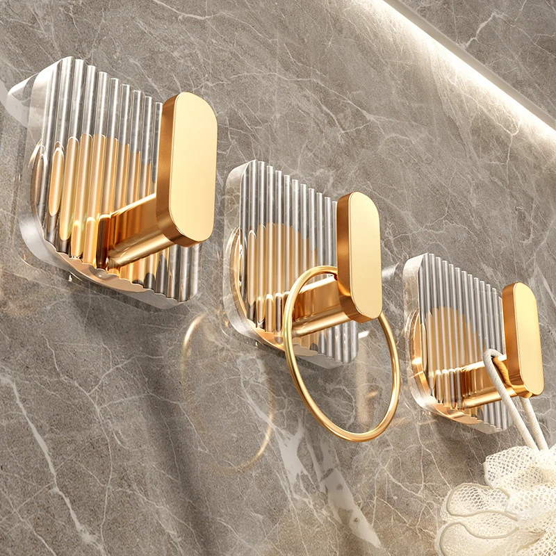 1/4PCS Self-adhesive Wall Hooks Acrylic Bathroom Hooks for Hanging Waterproof Luxury Adhesive Hook Towel Holder Home Accessories 5