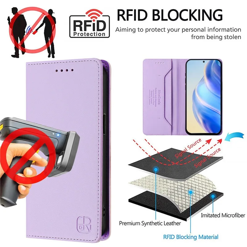 Luxury Anti-Theft Leather Flip Wallet Phone Case with Magnetic Closure