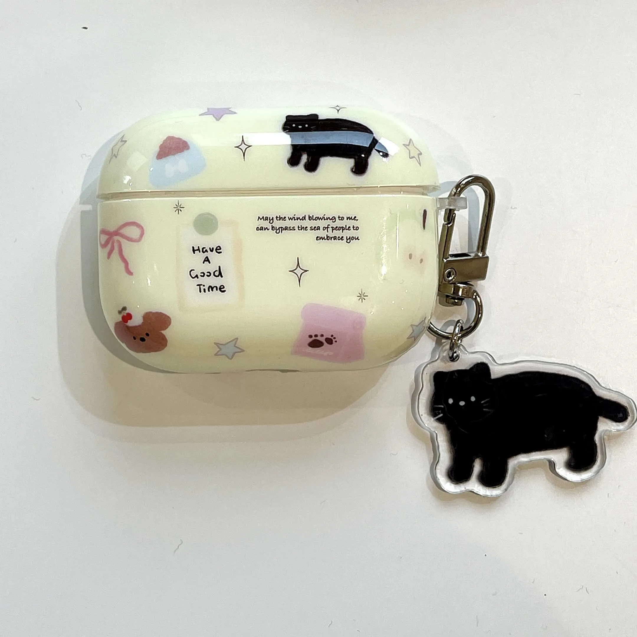 Cute 3D Black Cat Chain Earphone Case for AirPods
