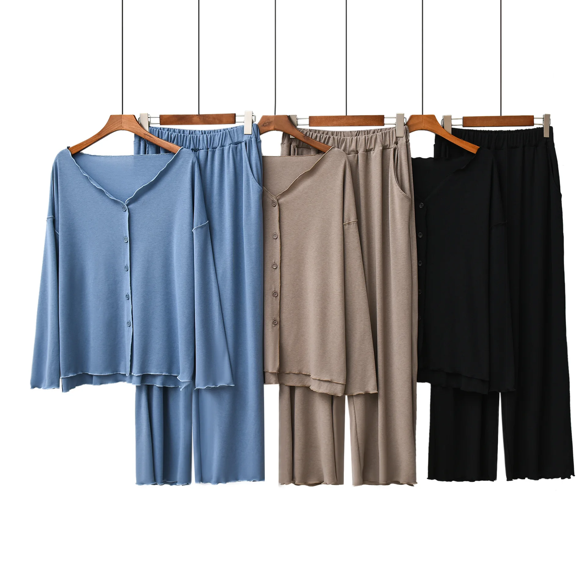2022 New Women's Spring Autumn Pajamas Set Two Piece Full Sleeve+Trousers Modal Soft Comfortable Sleepwear Home Clothes Pijamas