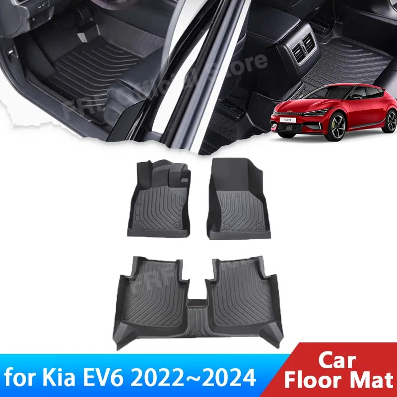 

for Kia EV6 CV GT-Line 2021 2022 2023 2024 Accessories TPE Car Floor Mat Foot Panel Liner Carpet Pad Waterproof Mats Sticker 3x