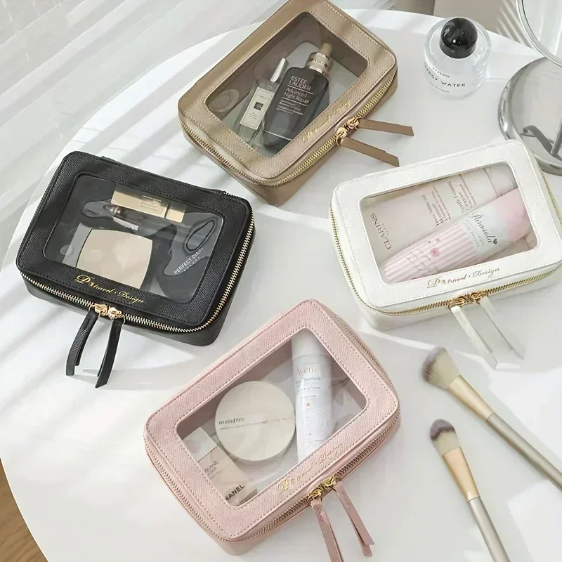 1pc Transparent Cosmetic Bag Waterproof Toiletry Bag Zipper Organizer For Cosmetics And Travel Essentials 4