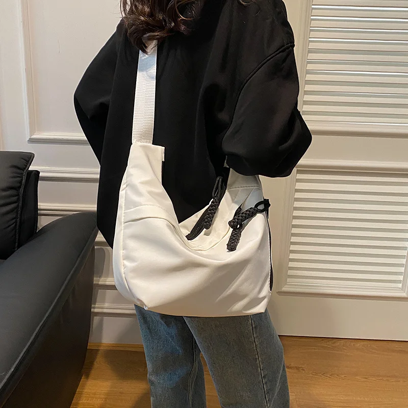 Trendy Nylon Crossbody Bag, Large Capacity Shoulder Bag, Casual Oxford Cloth Dumpling Bag For Outdoor Sport Cycling Hiking