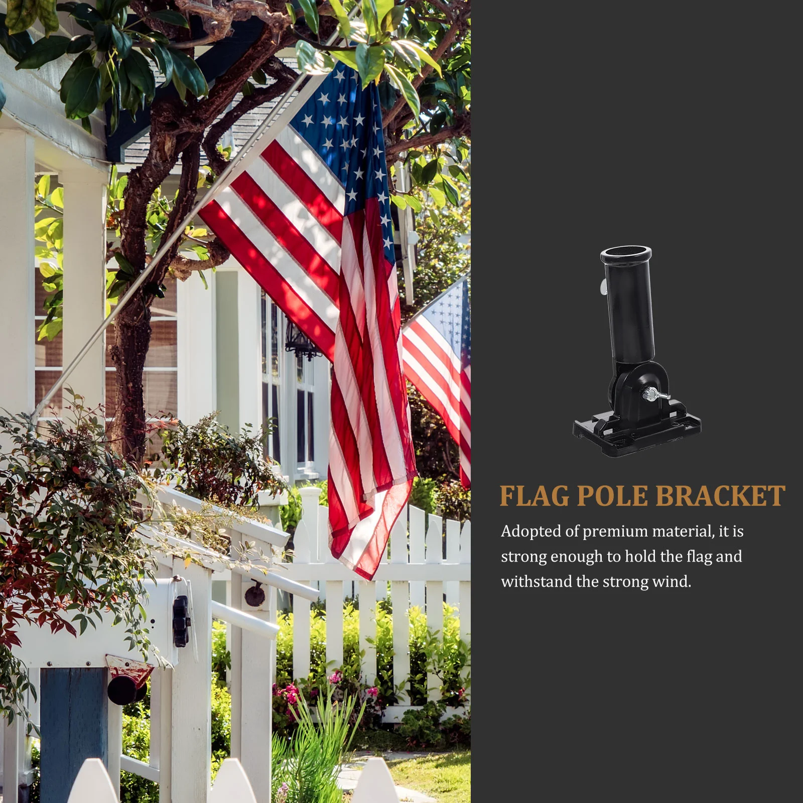 Flag Pole Holder Bracket Flagpole Mount Garden Mounting Outdoor Stand Display Socket Wall House Base Banner Metal Post Rack
