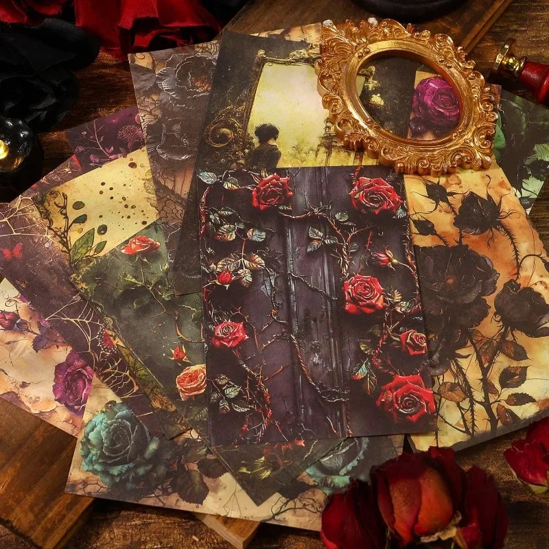 20-Piece Gothic Poetic Decorative Paper Pack - Scrapbook Collage Base & Background Stickers