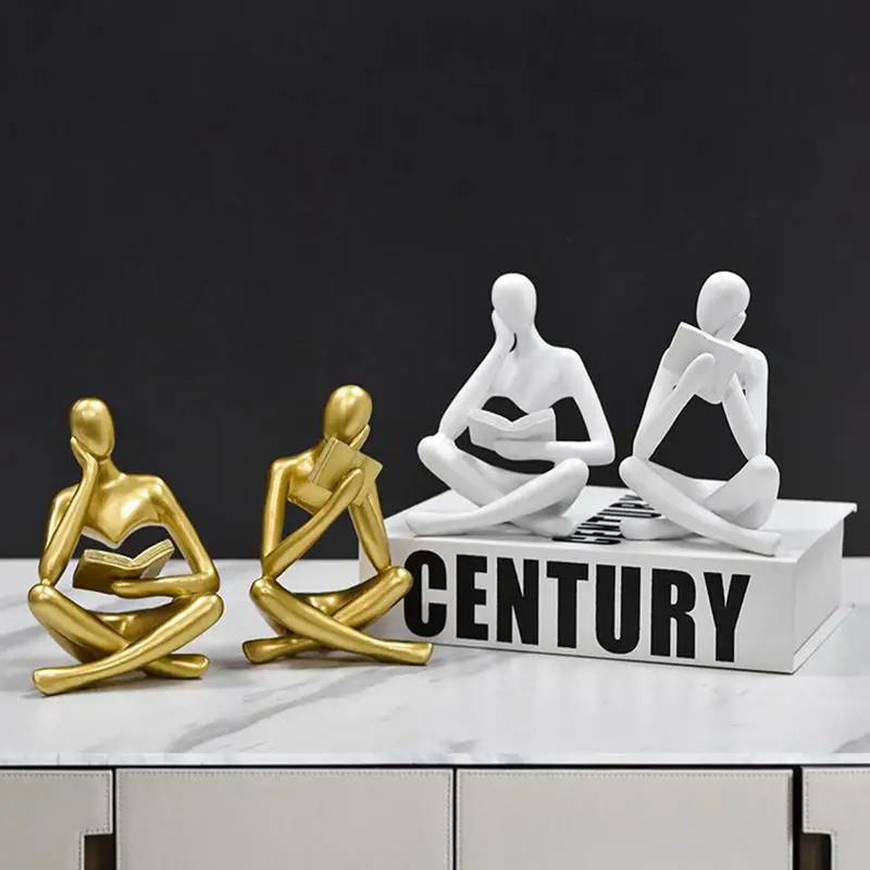 

Resin Abstract Thinker Statue Bookshelf Sculpture Reading Figure Small Ornaments Home Decoration Accessories Desktop Decor
