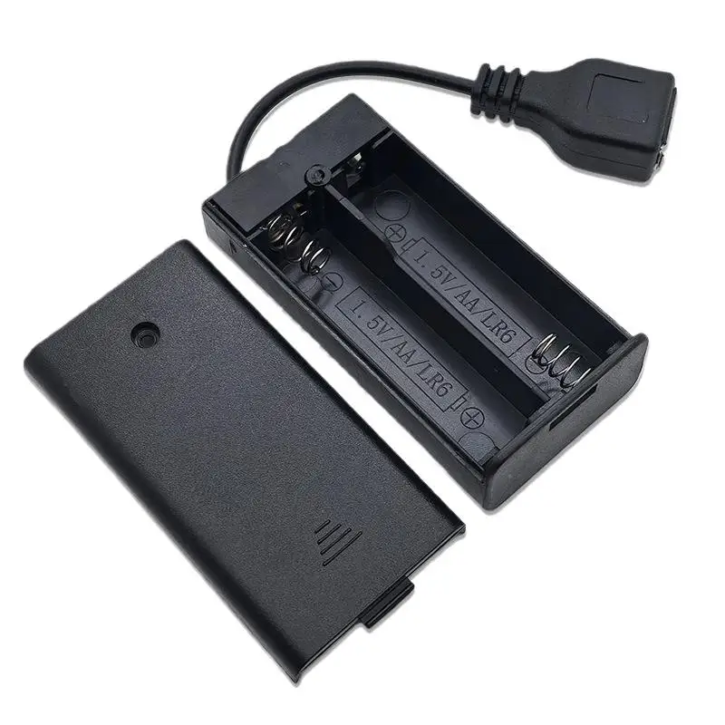 1/4개 확장 케이블 포트 커버 2*AA 3V USB 여성형 배터리 케이스 홀더 블록 조립용 LED 라이트 키트 스위치 및 커버 포함