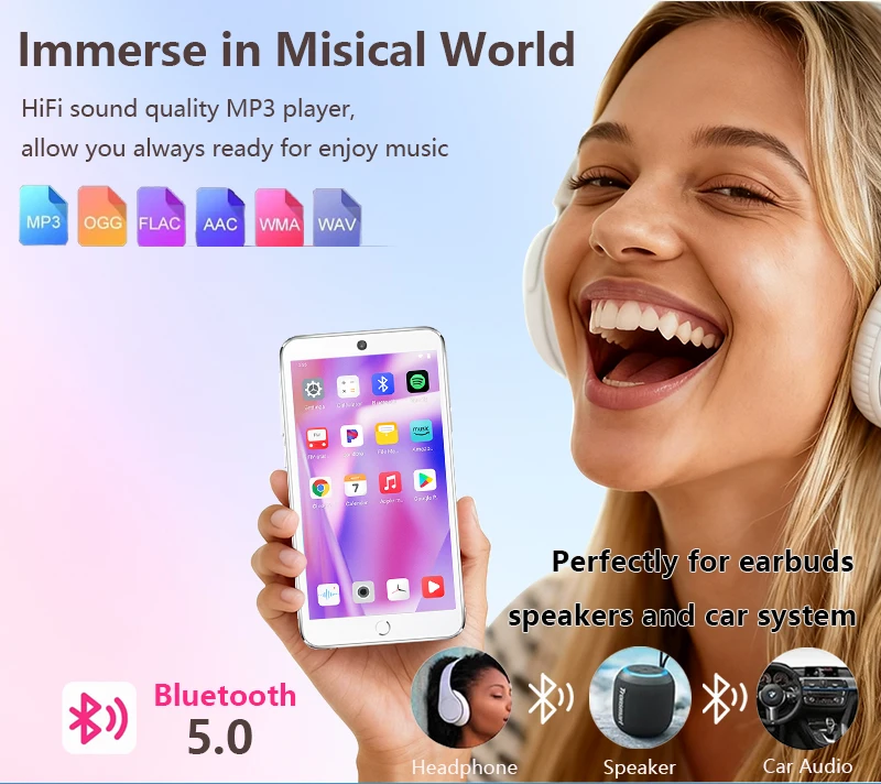 96GB (64GB+32GB) mp3 player with Camera Android 13.0 with Bluetooth 5.0 and WiFi, 4.3-inch touch screen, Spotify,Audible,Pandora