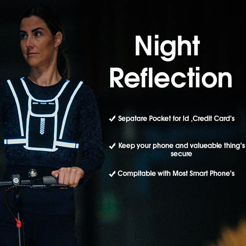 Reflective Vest High Visibility Bike Motorcycle Night Safety Riding Soft Vest Bag Multi Pockets Adjustable Running Sports Bag reflective safety vest