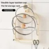 2 in 1 Punch-free Suction Cup Pot Lid Rack Multifunctional Wall-mounted Double-layer Pot Lid Rack Kitchen Storage Rack 4