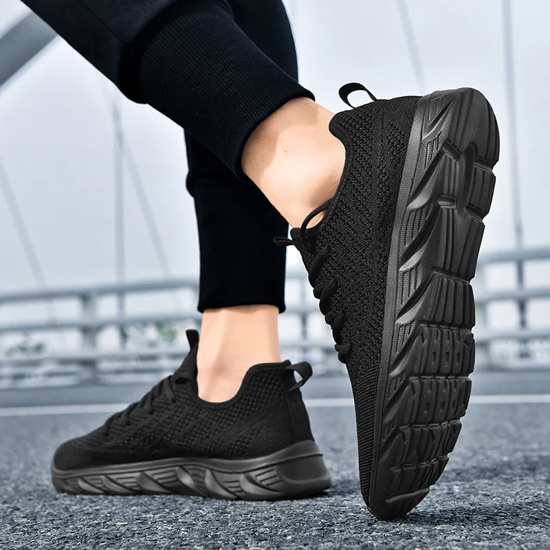 Sneakers Men Shoes Mesh Breathable New Casual Shoes Light Outdoor Walking Tenis Shoes Zapatillas Hombre Black Size 39-45 4