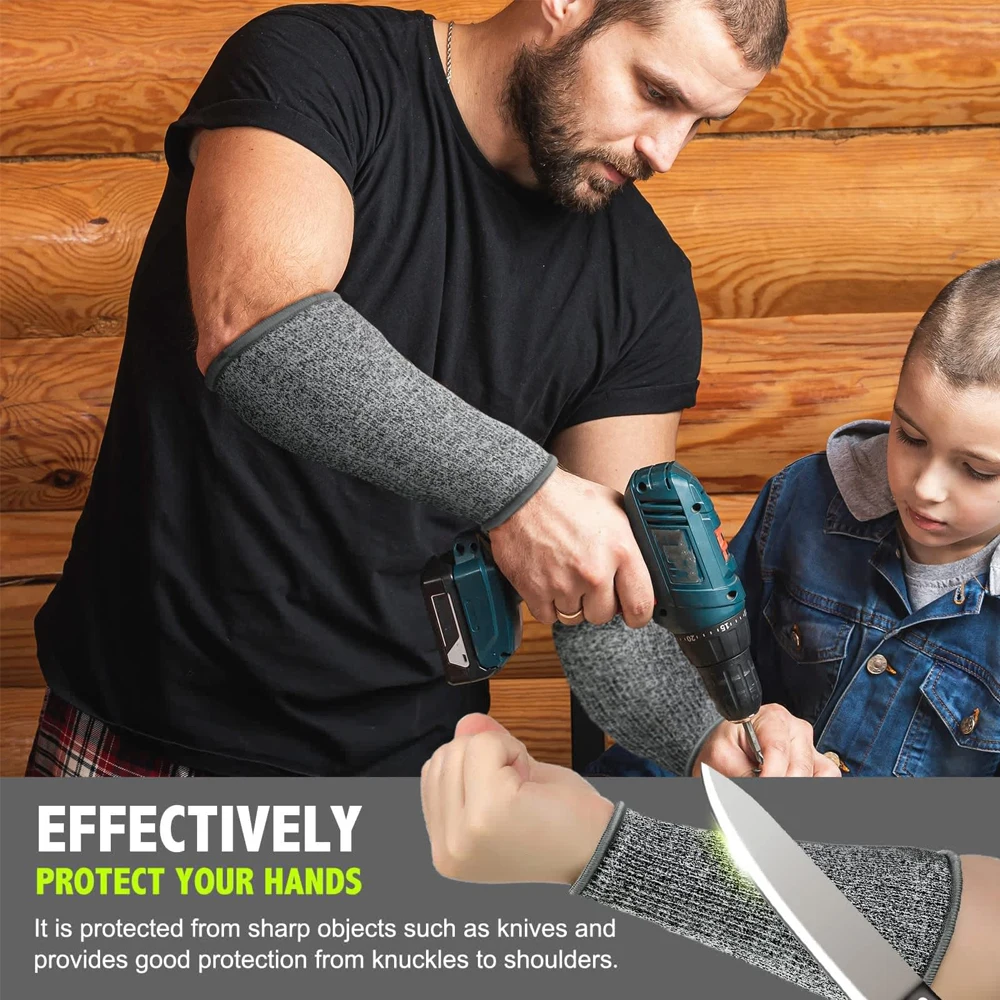 1 Pair Anti-cutting Arm Cover Level 5 HPPE Anti-scratch Work Protection Arm Sleeves Cover Car Maintenance Protective Work Gloves anti cutting arm cover