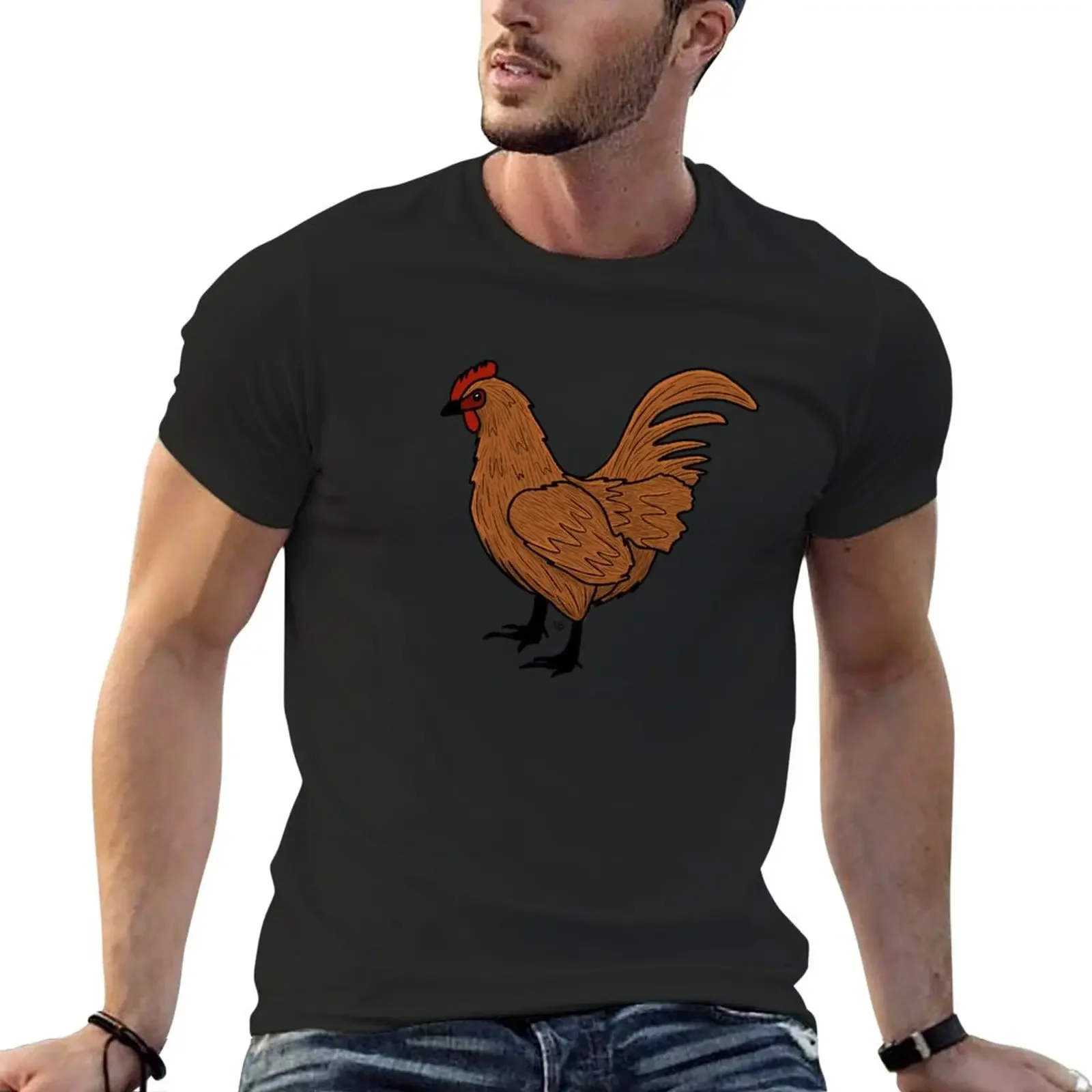

Chicken T-Shirt korean fashion Blouse men workout shirt