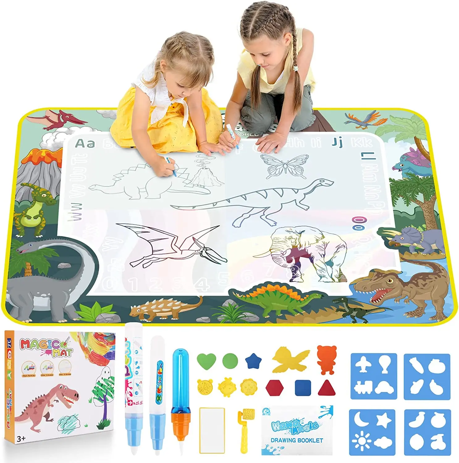 Kids Magic Water Drawing Mat Extra Large Dinosaur Doodle Coloring Writing  Board Painting Montessori Educational Toy Set