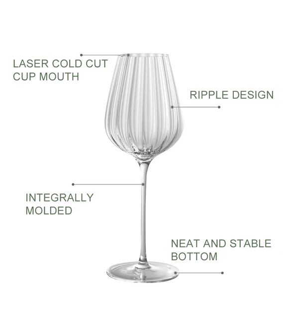 2 pezzi vetreria nordica ondulata elegante Champagne grande capacità rosso  bianco bicchieri da vino tazza calici calice tazza di vetro trasparente -  AliExpress