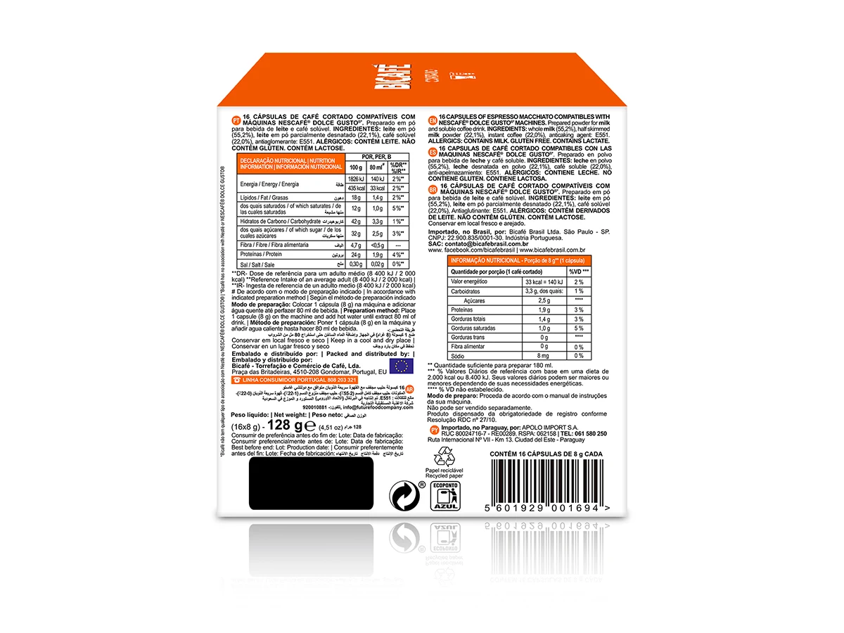 Cápsula De Cortado Bicafé  P/ Máquinas Dolce Gusto*