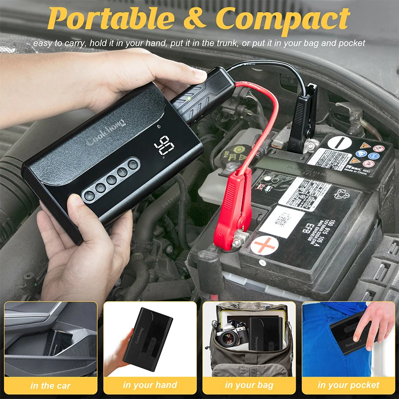 Car emergency start power supply, motorcycle inflation pump, outdoor camping for rescue, explosion and flashing lighting tool
