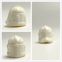 100 pcs pure white helmet head Figure Building Block Model accessories Toys for children minifigures 2
