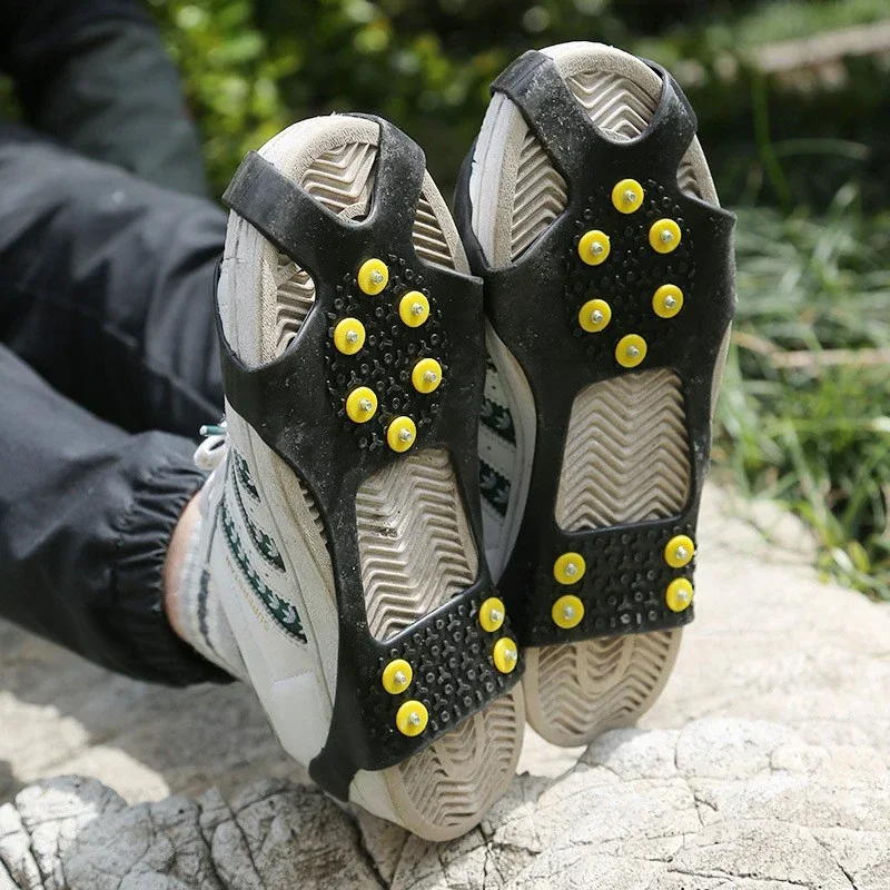 Ice Gripper Spike Climbing Crampons 1pair 10 Studs Anti-Slip Shoe Cover Road Wear-resistant Snow Claw Shoes Ice Climbing Shoe Spikes Grip Crampons Cleats Overshoes
