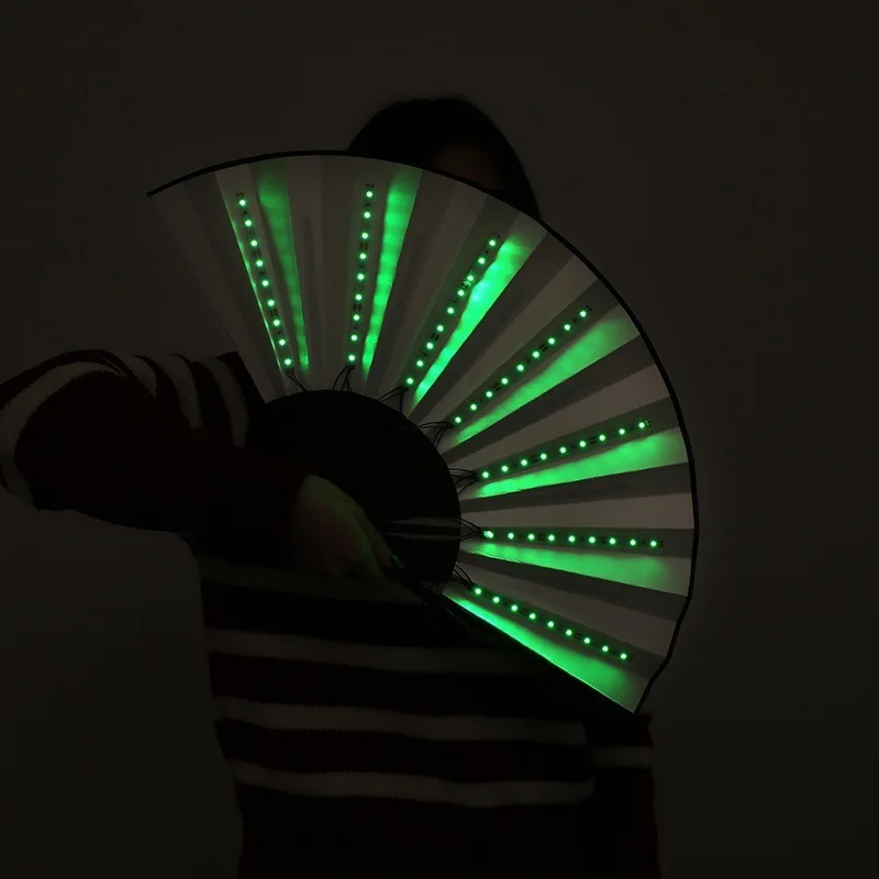 Glowing Disco Folding Fan Trendy Electronic Music Festival Party Performance Prop Flashing Bar Fanins folding fan