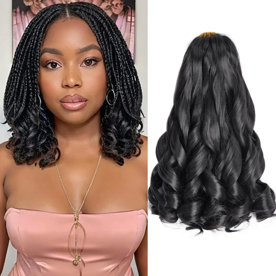 French Curls Braiding Hair 12/16/24Inch Synthetic Spiral Curls Braids Hair Extensions For Women Pre Stretched Loose Wave 1