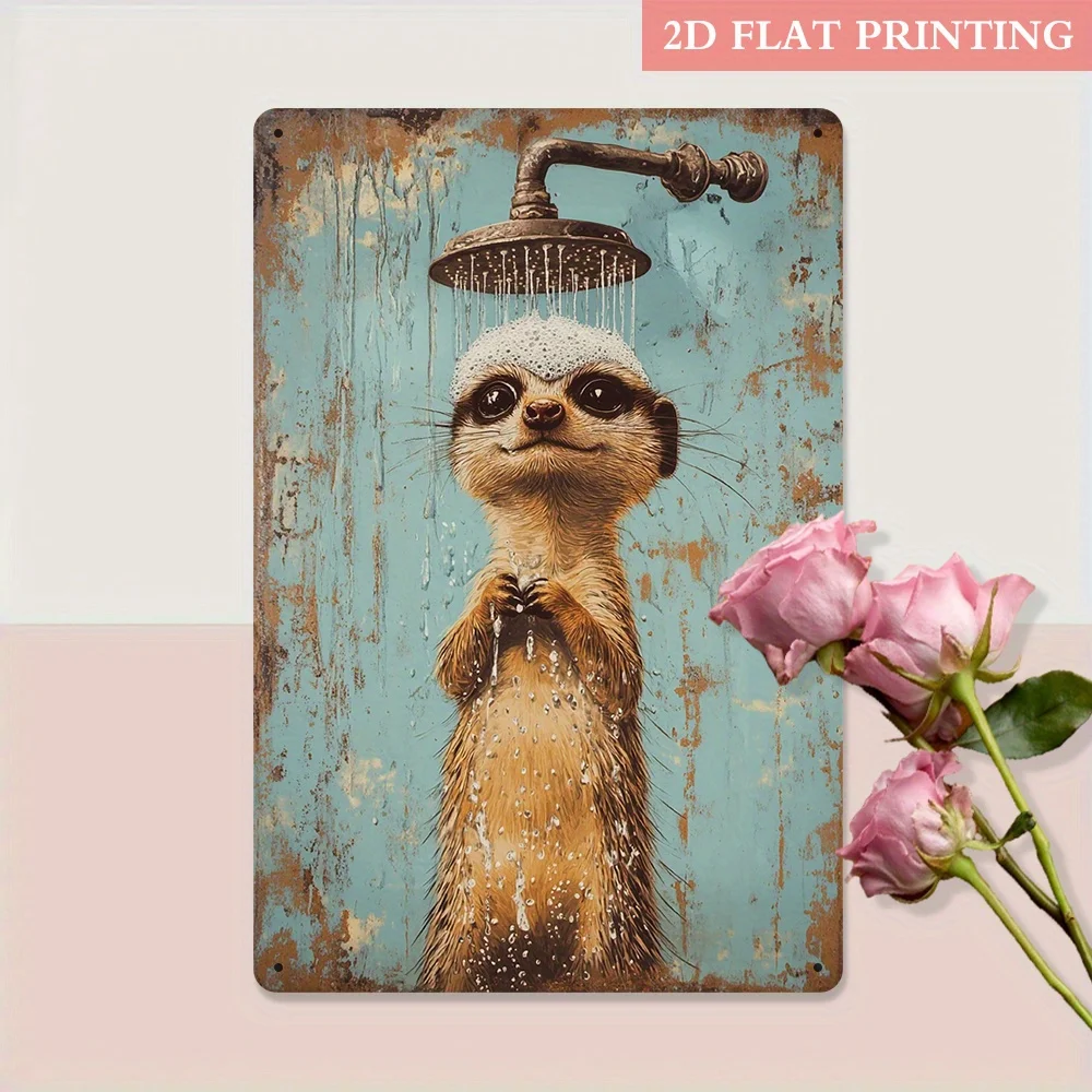1pc 20x30cm 철 금속 주석 표시 빈티지 미어캣 욕실 장식 벽 예술 홈 화장실 카페 바 사무실