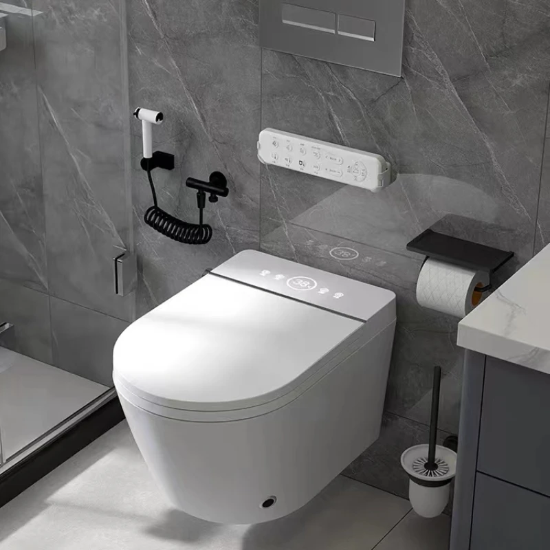 

Wall mounted intelligent toilet integrated full automatic flap embedded in wall row hanging wall suspended toilet splash proof