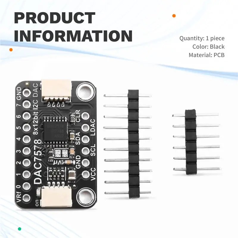 DAC7578 STEMMA QT 모듈 STEMMA QT/Qwiic 3V - 5V 12비트 고정밀 디지털-아날로그 변환 30Mmx17.8Mmx5mm