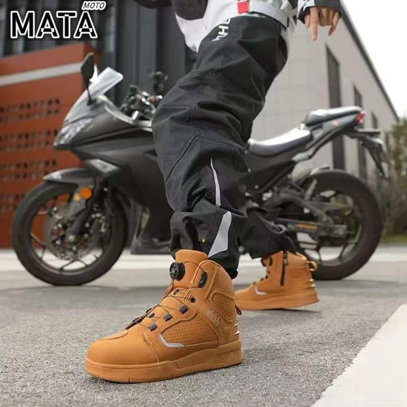 Motorcycle Boots Men Biker Shoes Moto Sneaker Microfiber Leather Adventure Motocross Shoes Anti-slip Motorcycle Equipment