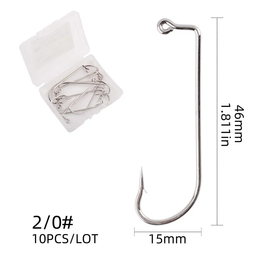 Jig Fishing Hooks 10pcs/box High Carbon Steel Silver 90 Degree O