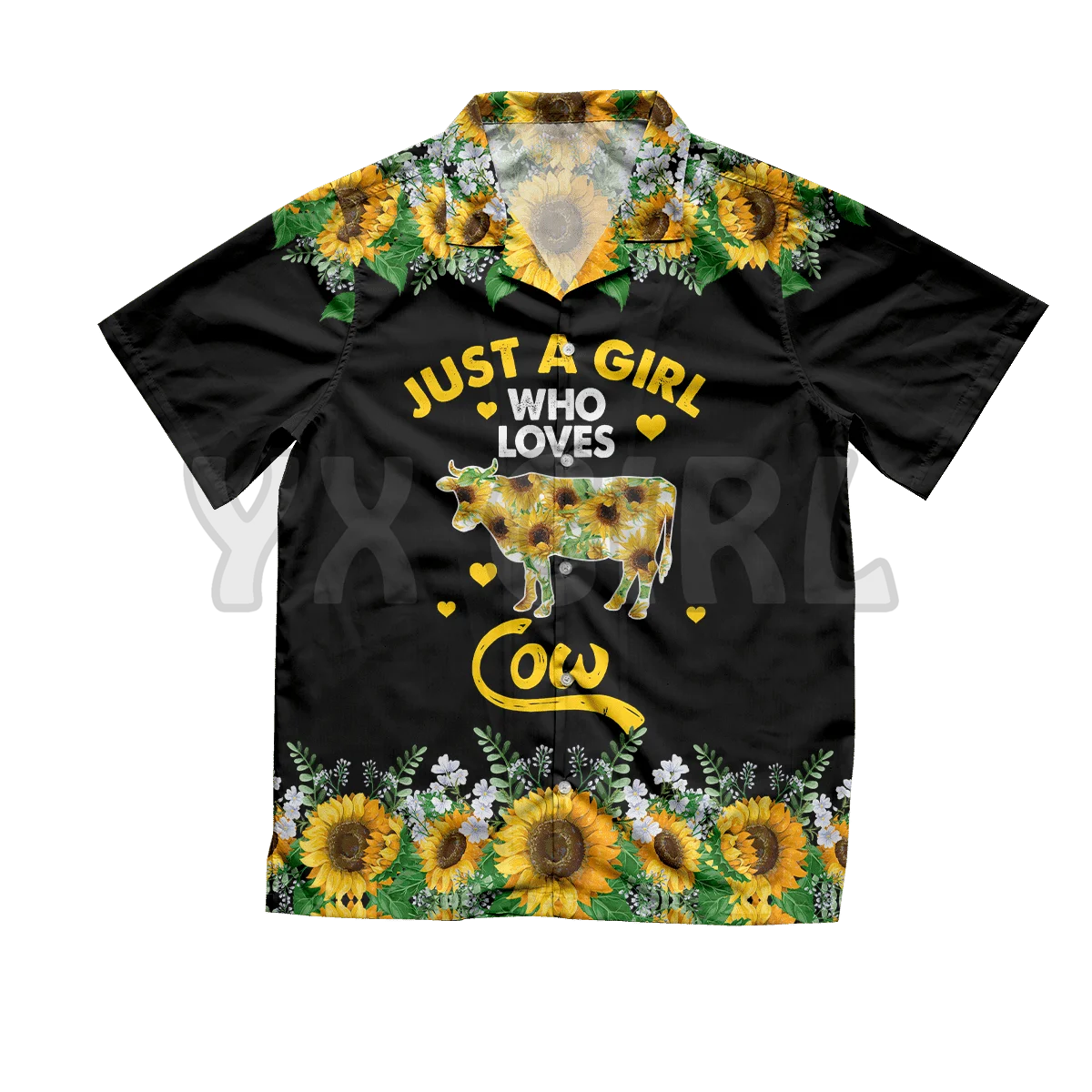 Sunflower Just a Girl Who Loves 3D All Over Printed Hawaiian Shirt Men's For Women's Harajuku Casual Shirt Unisex