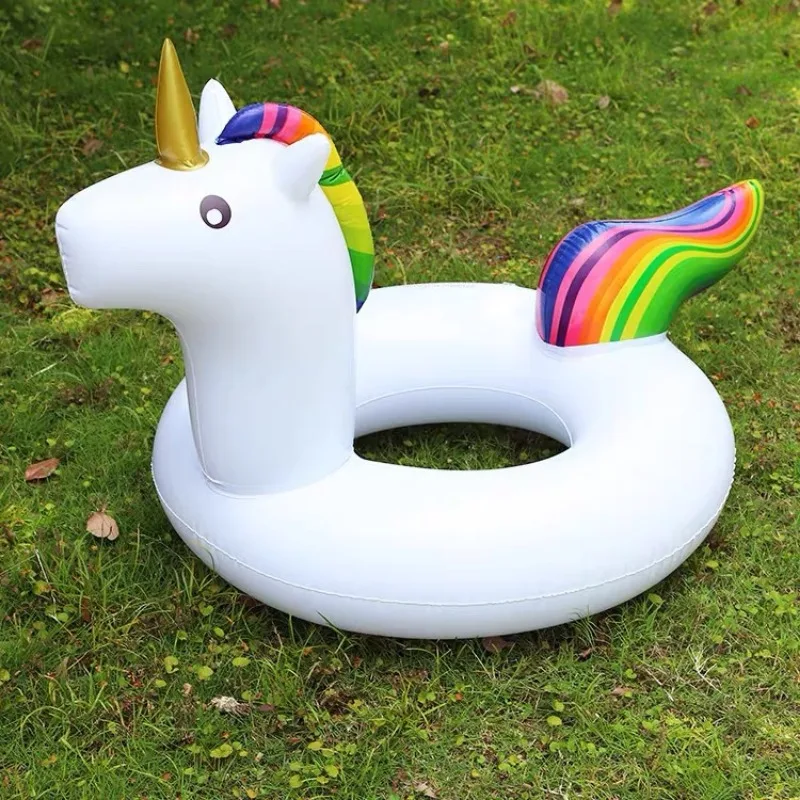 Summer pool inflatable toys cartoon unicorn shape swimming ring PVC thickened air beach party water toys for kids adults